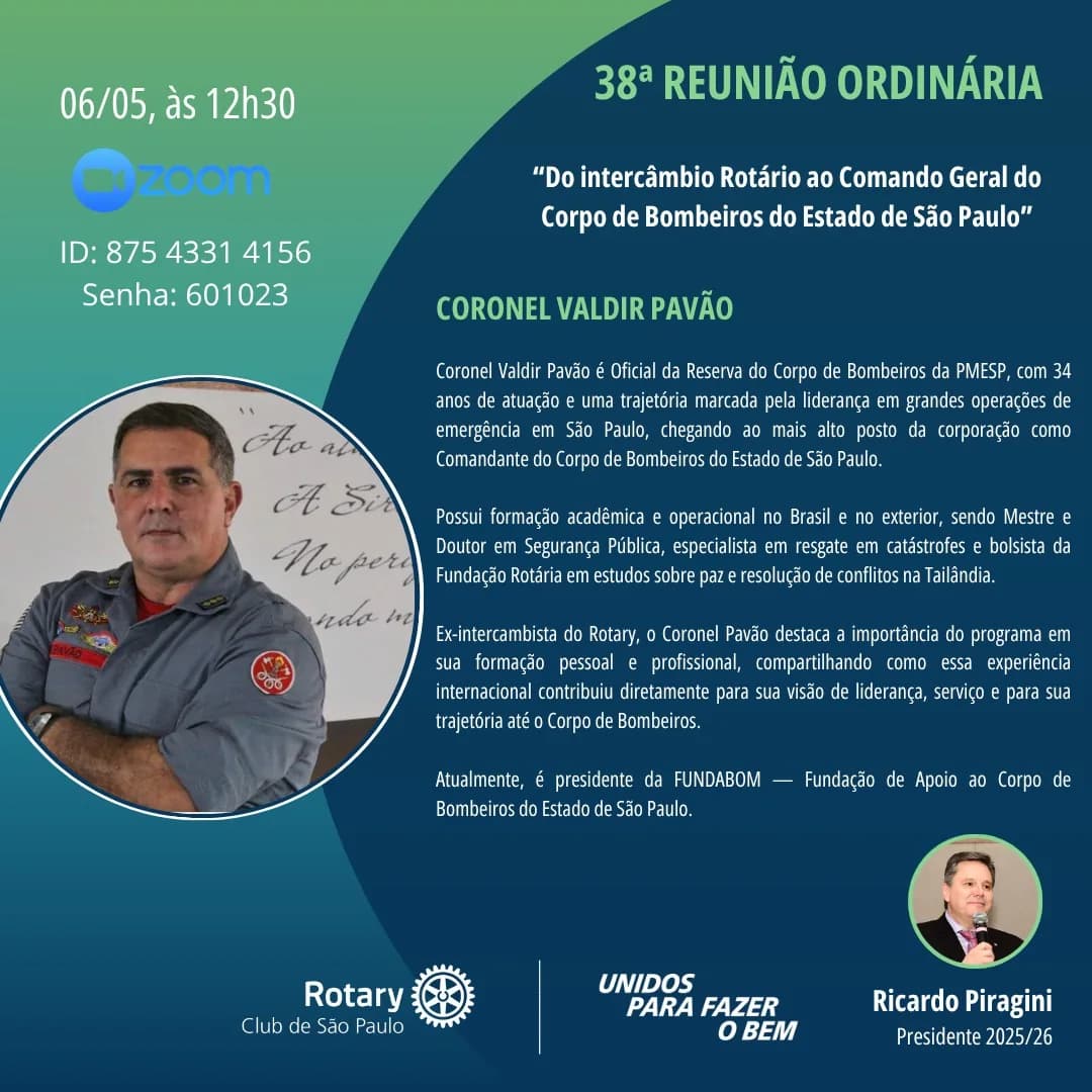 38ª Reunião Ordinária - Rotary Clube de São Paulo